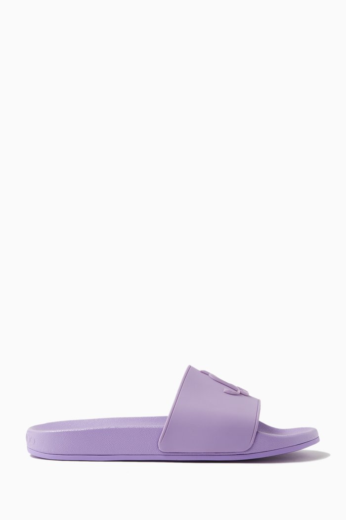 

JC Monogram Slides in Rubber, Bright purple