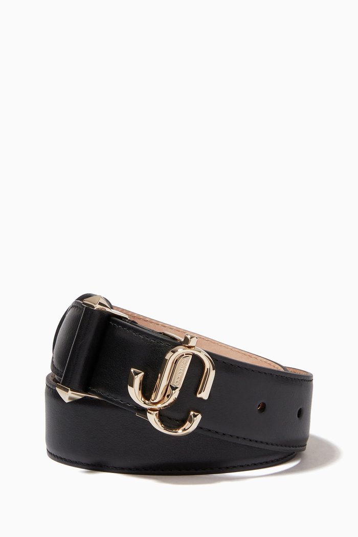 

JC Monogram Belt in Leather, Black