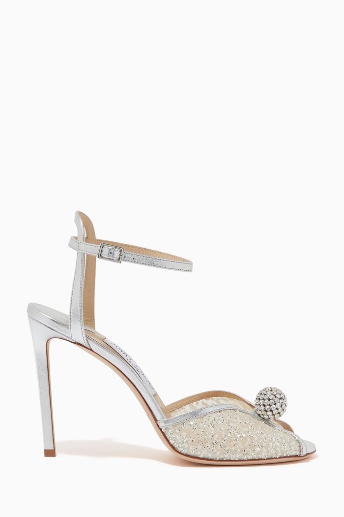 

Sacora 100 Sandals in Glitter Mesh & Metallic Nappa, Silver
