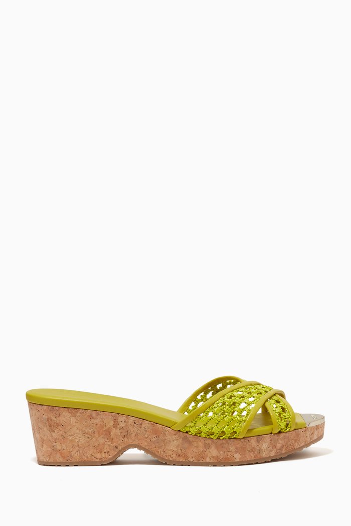 

Panna 40 Wedge Sandals in Woven Leather, Green