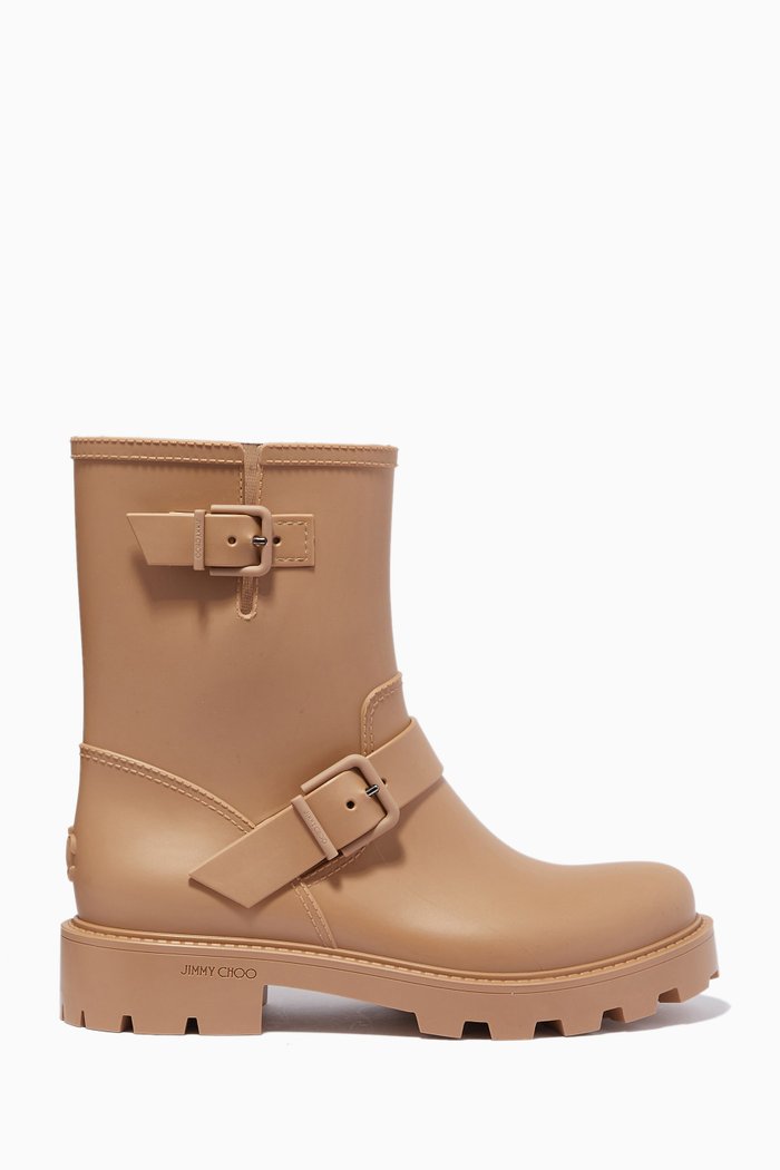 

Yael Flat Rain Boots in Biodegradable Rubber, Brown