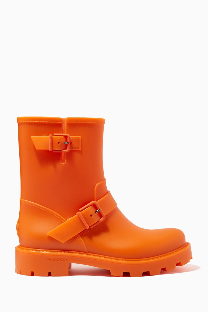 

Yael Flat Rain Boots in Biodegradable Rubber, Orange