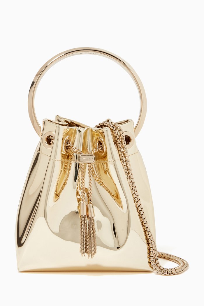 Bon Bon Top Handle Bag in Mirror Leather, Gold