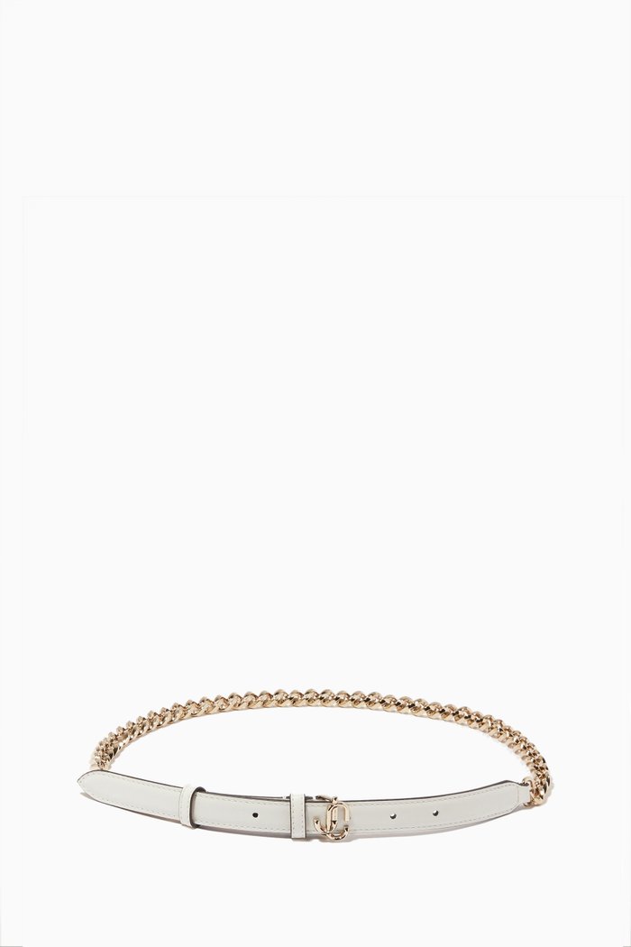 

JC Chain Belt in Leather, White