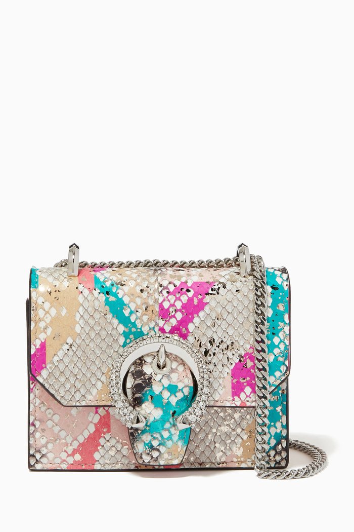 

Mini Paris Bag in Snake-Embossed Leather, Pink
