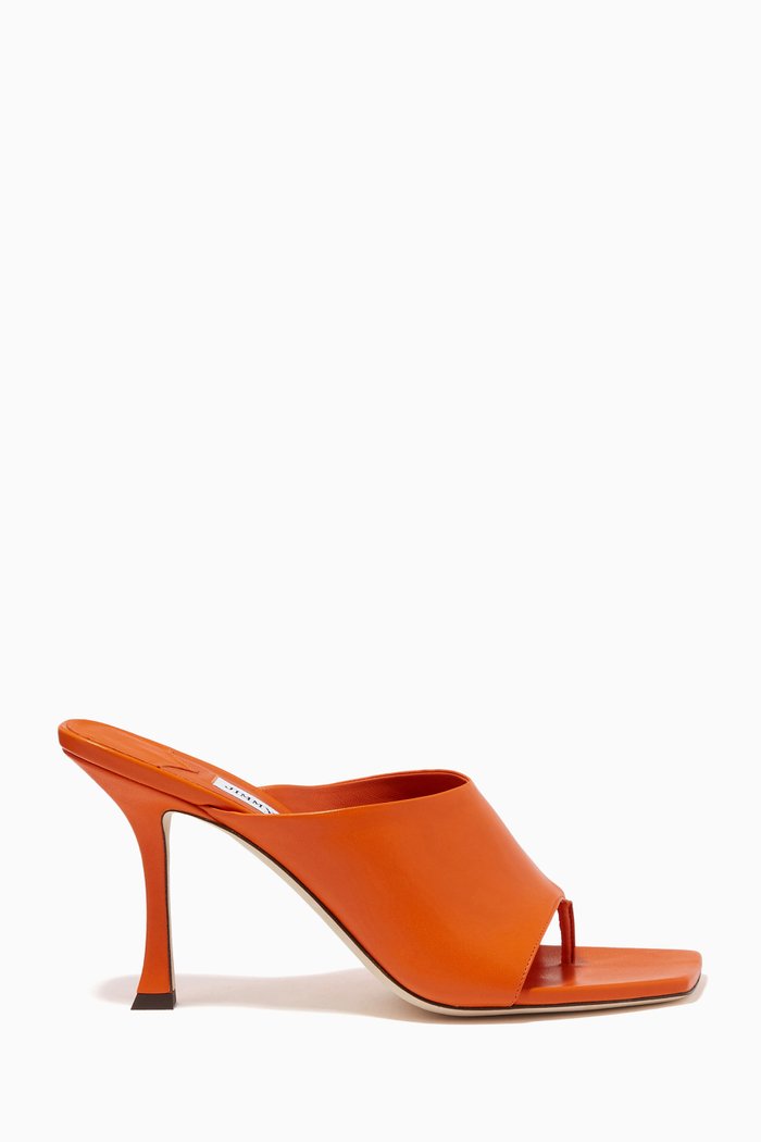 

Seher 90 Mules in Woven Rope & Nappa, Orange