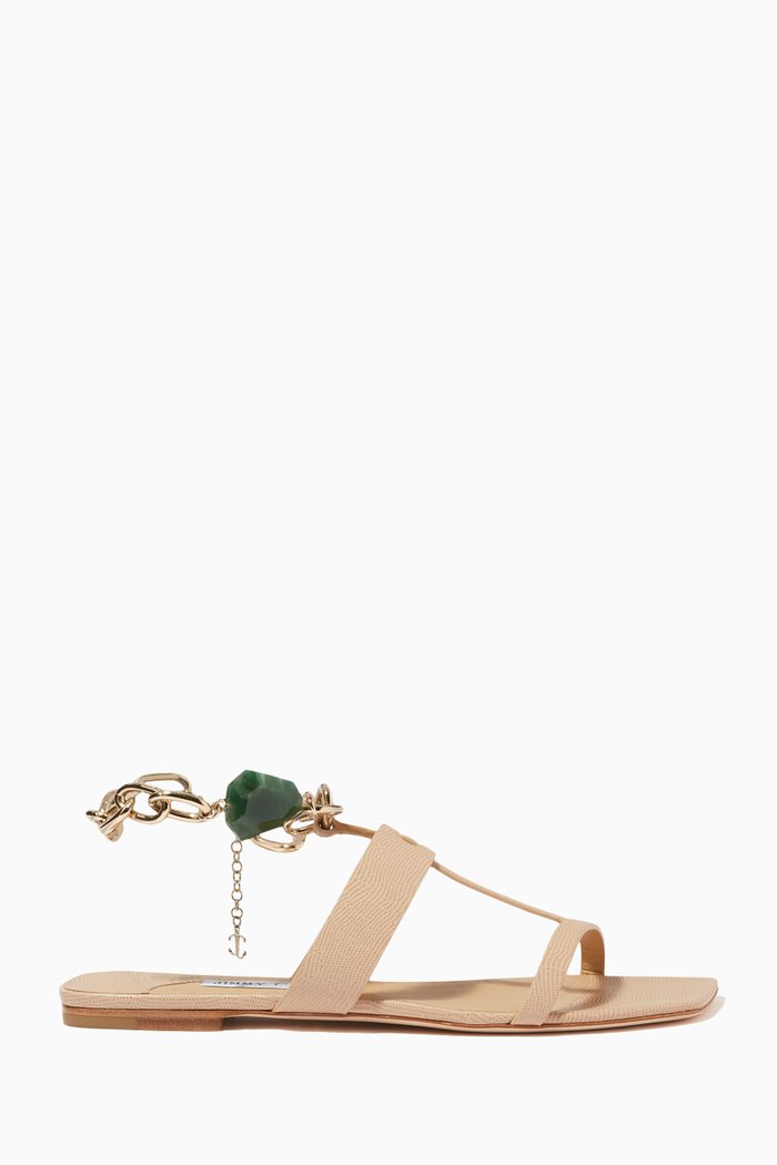 

Reed Flats with Chain Anklet in Leather, Brown
