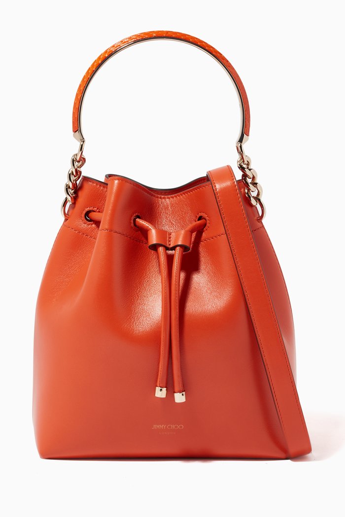 

Bon Bon Bucket Bag in Leather, Orange