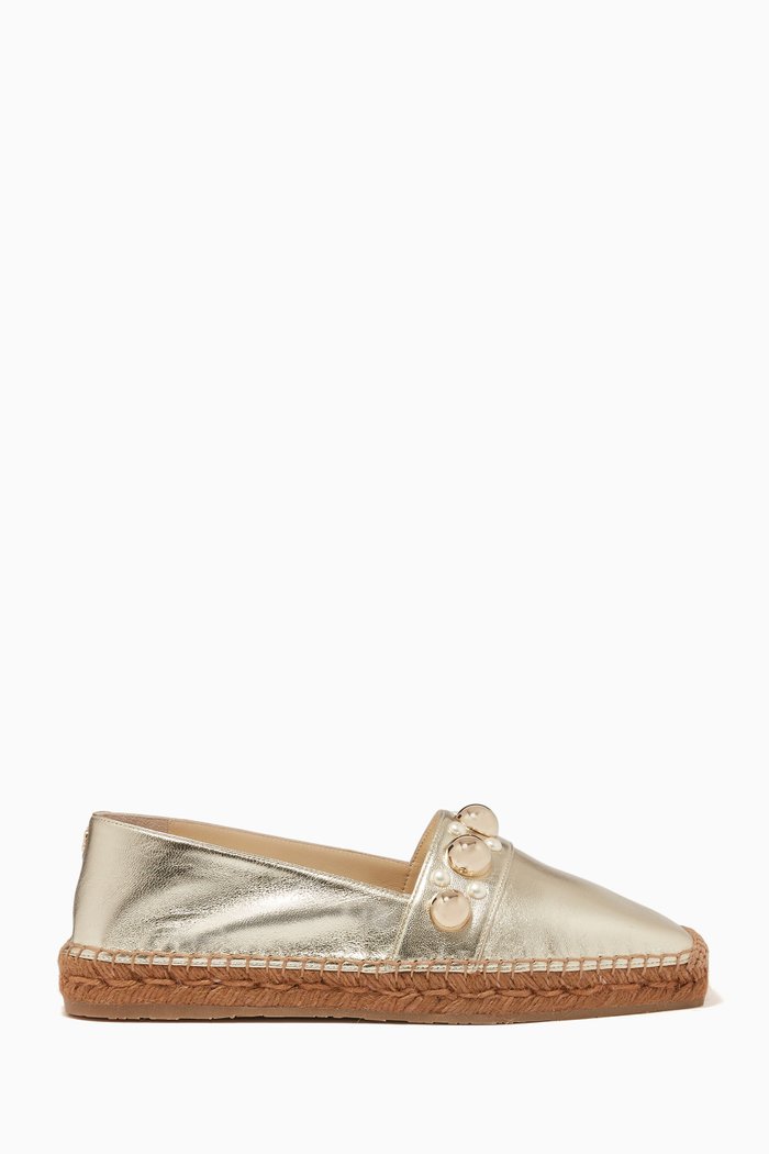 

Dru Flat Espadrilles in Metallic Nappa, Gold