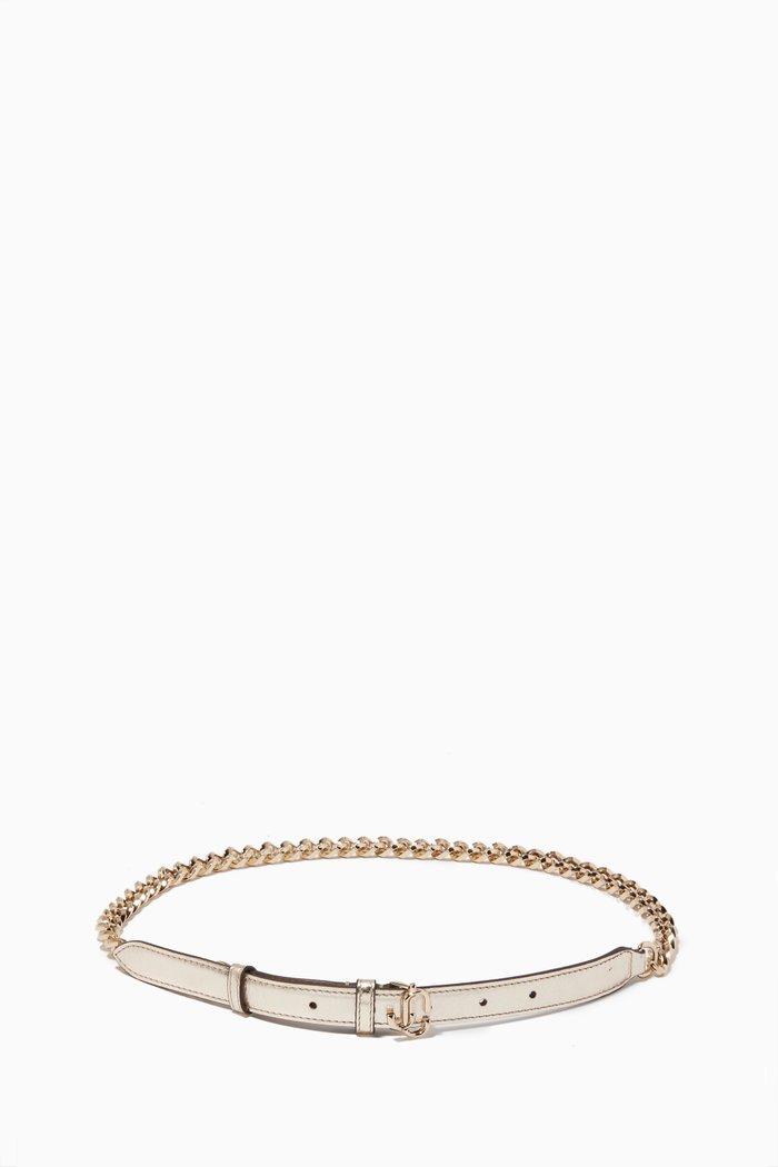 

JC Chain Belt in Leather, Gold