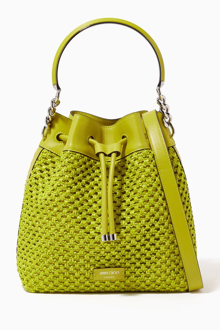 

Bon Bon Bucket Bag in Raffia Net, Green