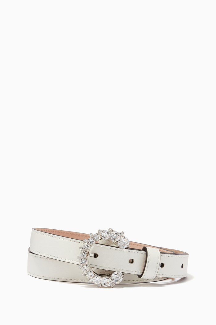 

Madeline Slim Belt in Leather, Neutral