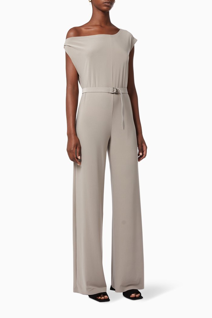 

Drop Shoulder Jumpsuit in Poly Lycra, Grey
