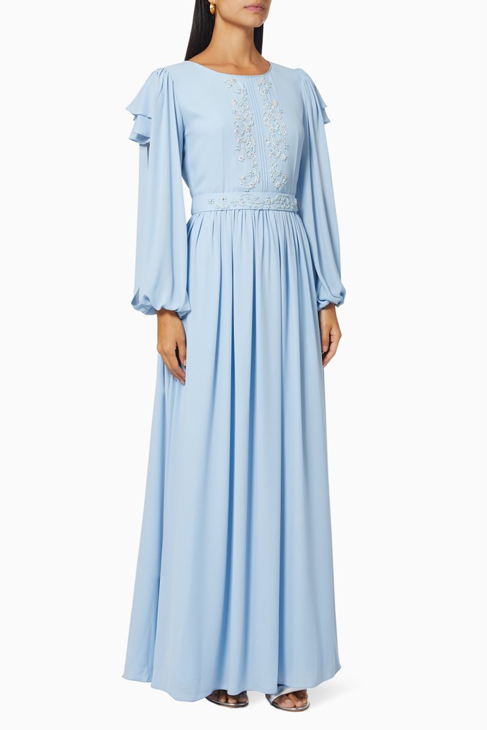 

Embellished Dress in Chiffon, Blue