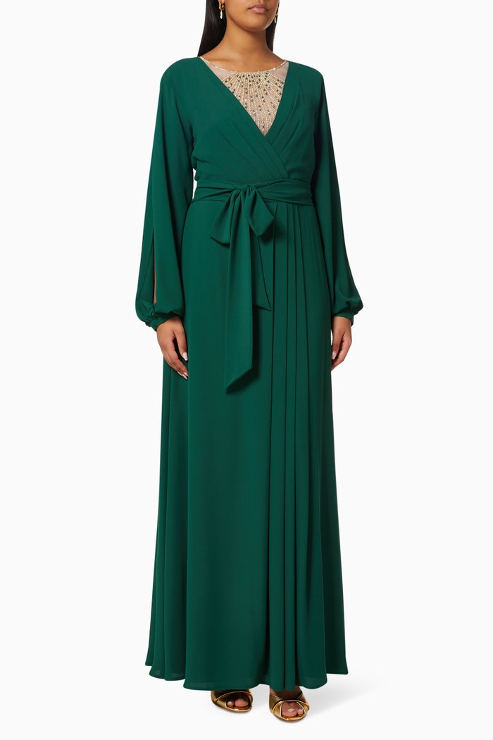 

Embellished Dress in Chiffon, Green
