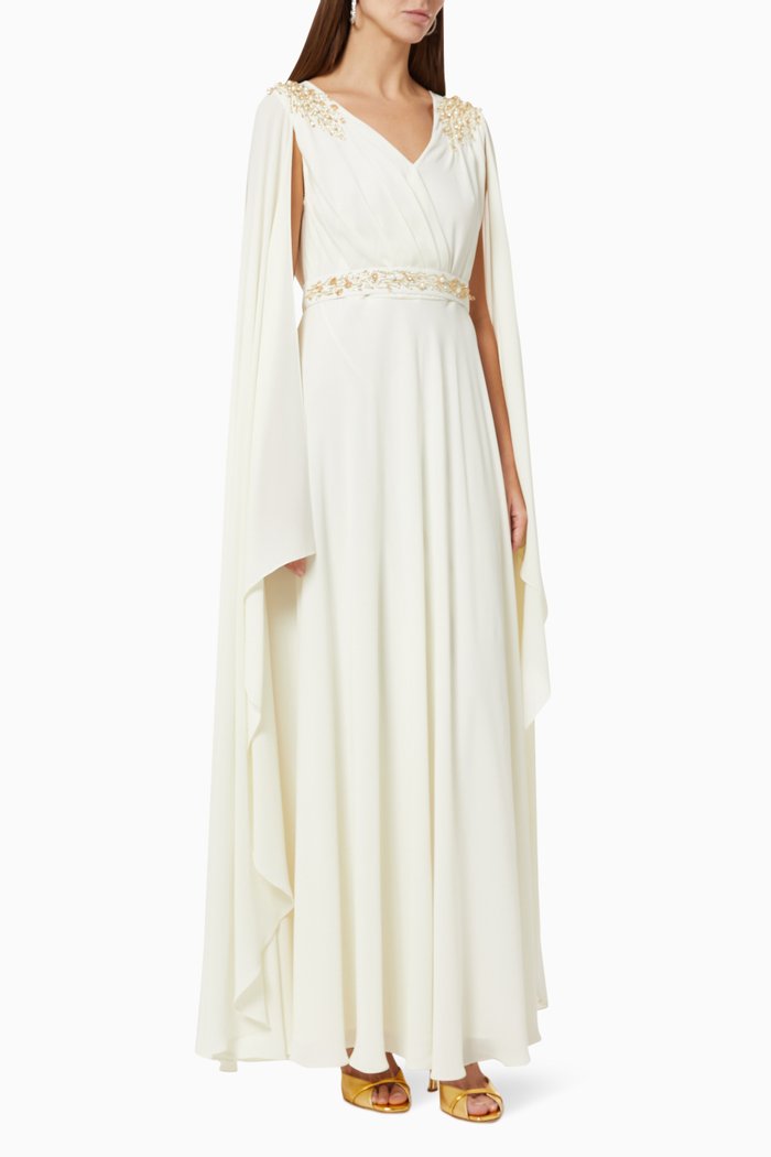 

Cape Style Dress in Chiffon, Neutral