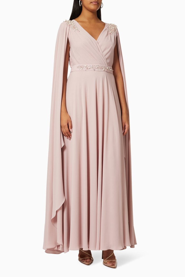 

Cape Style Dress in Chiffon, Pink