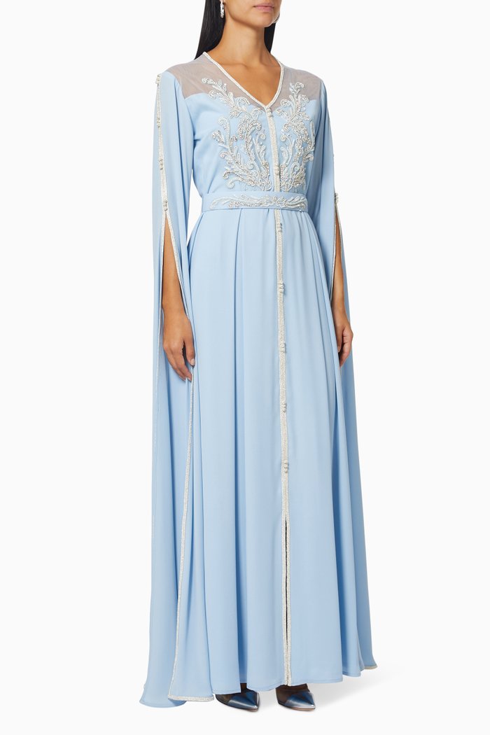 

Embellished Kaftan in Chiffon, Blue