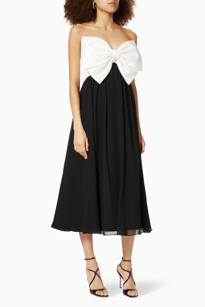 

Bow Top Gown in Georgette & Mikado, Black
