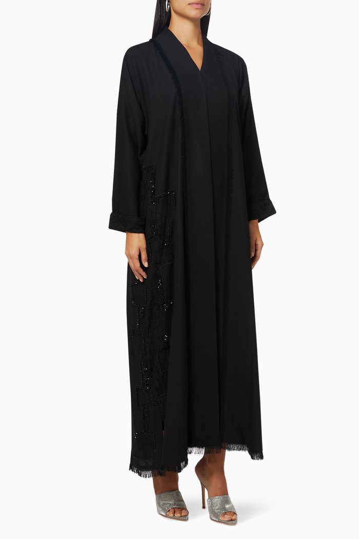 

Lace Embroidered Abaya, Black