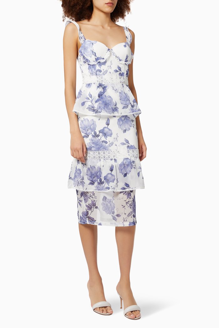 

Skye Midi Dress in Chiffon, Blue