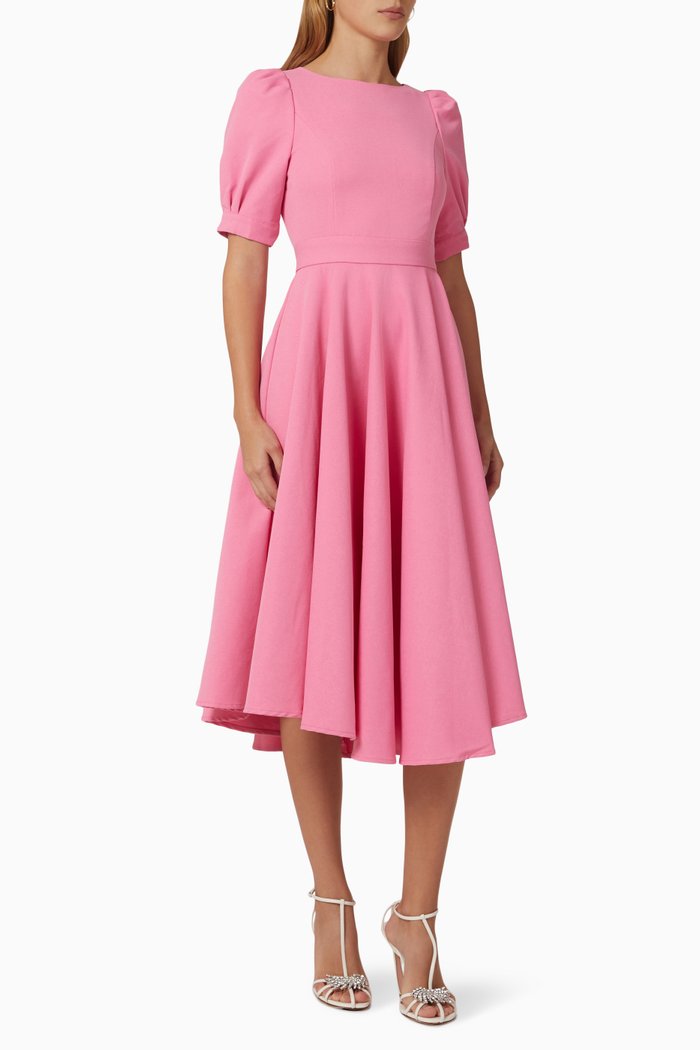 

Edith Midi Dress in Crepe, Pink