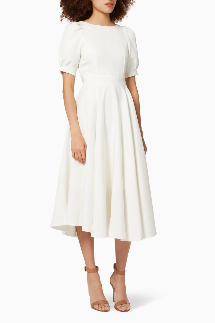 

Edith Midi Dress in Crepe, White