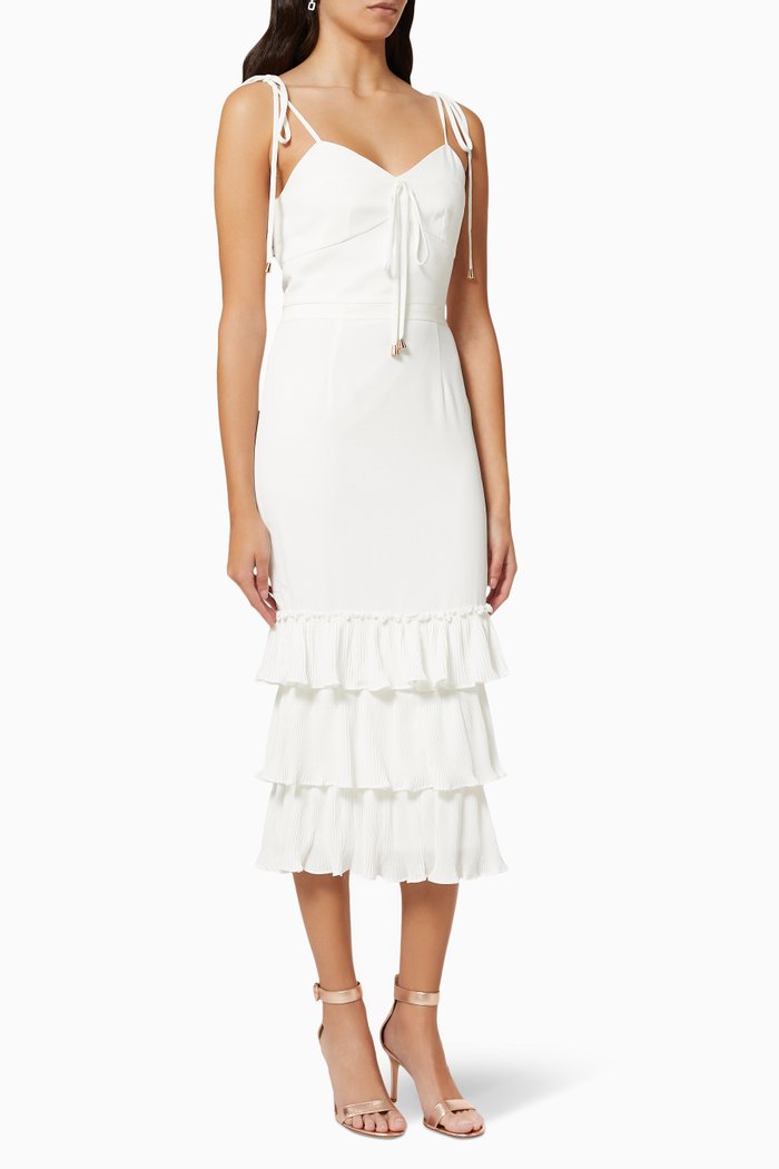 

Alexandria Midi Dress in Crepe, White