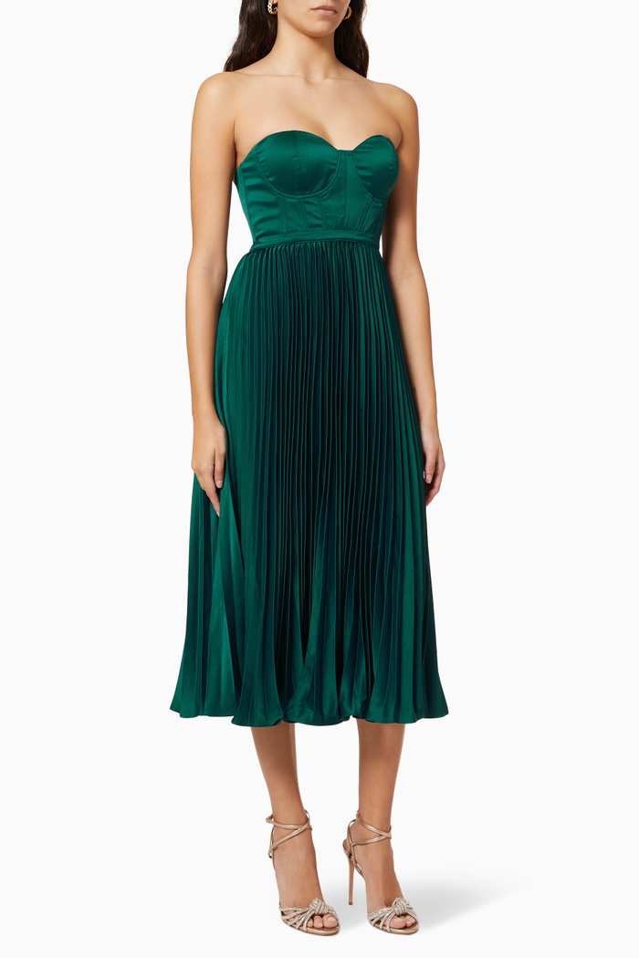

Milan Midi Dress in Satin, Green