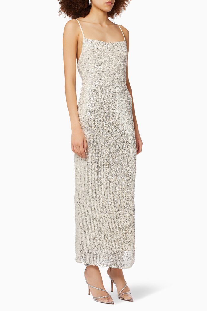 

Sara Dress in Sequinned Crepe, Silver
