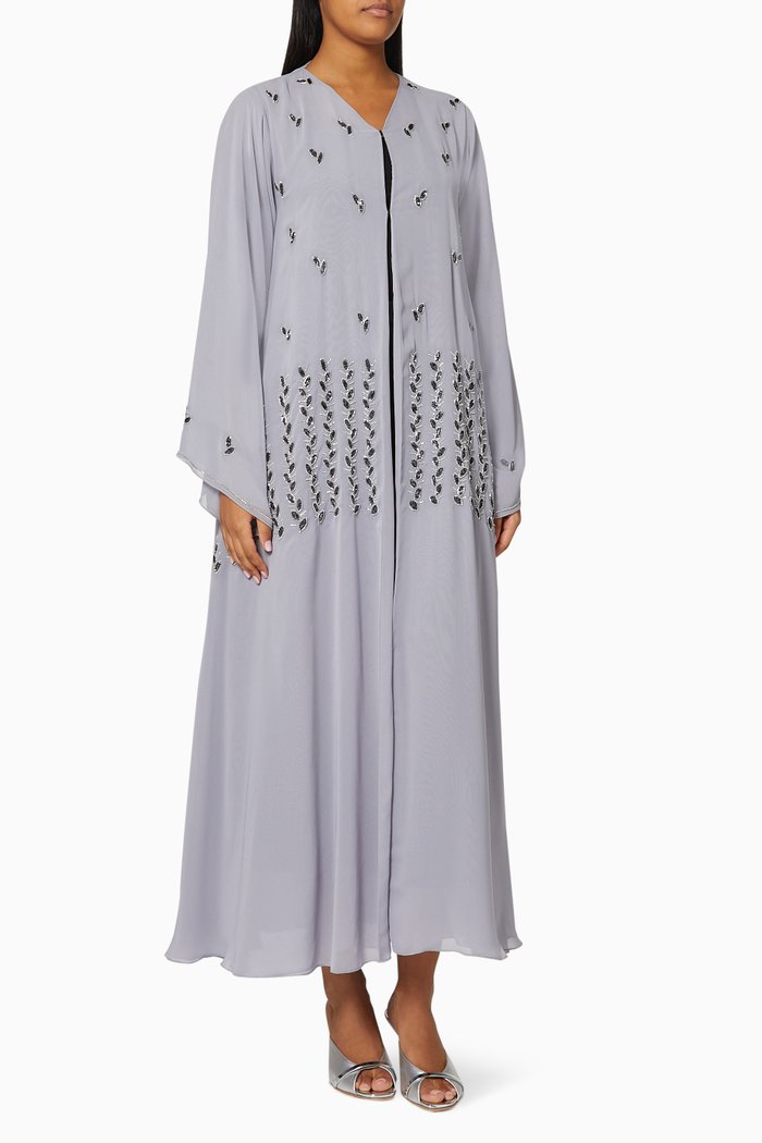 

Bead Embellished Abaya, Grey