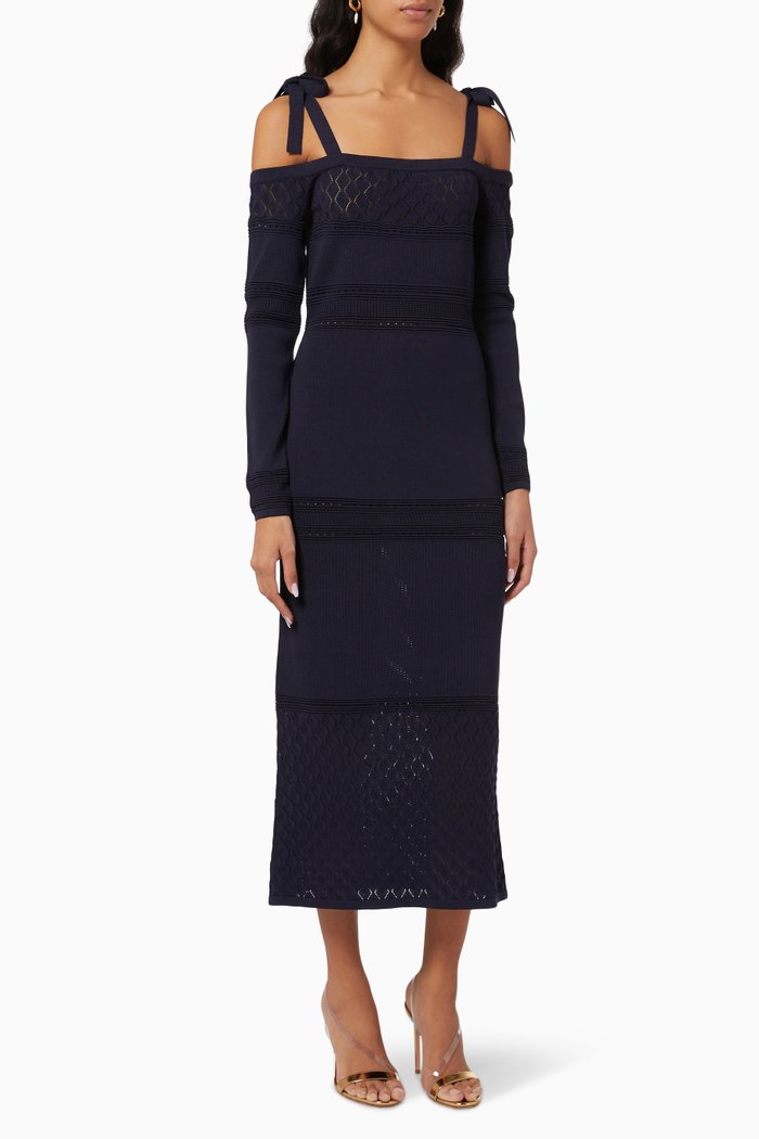 

Bulletin Midi Dress in Viscose Knit, Black