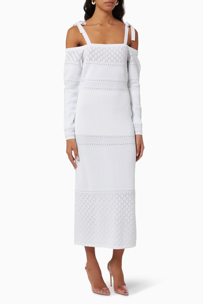 

Bulletin Midi Dress in Viscose Knit, White