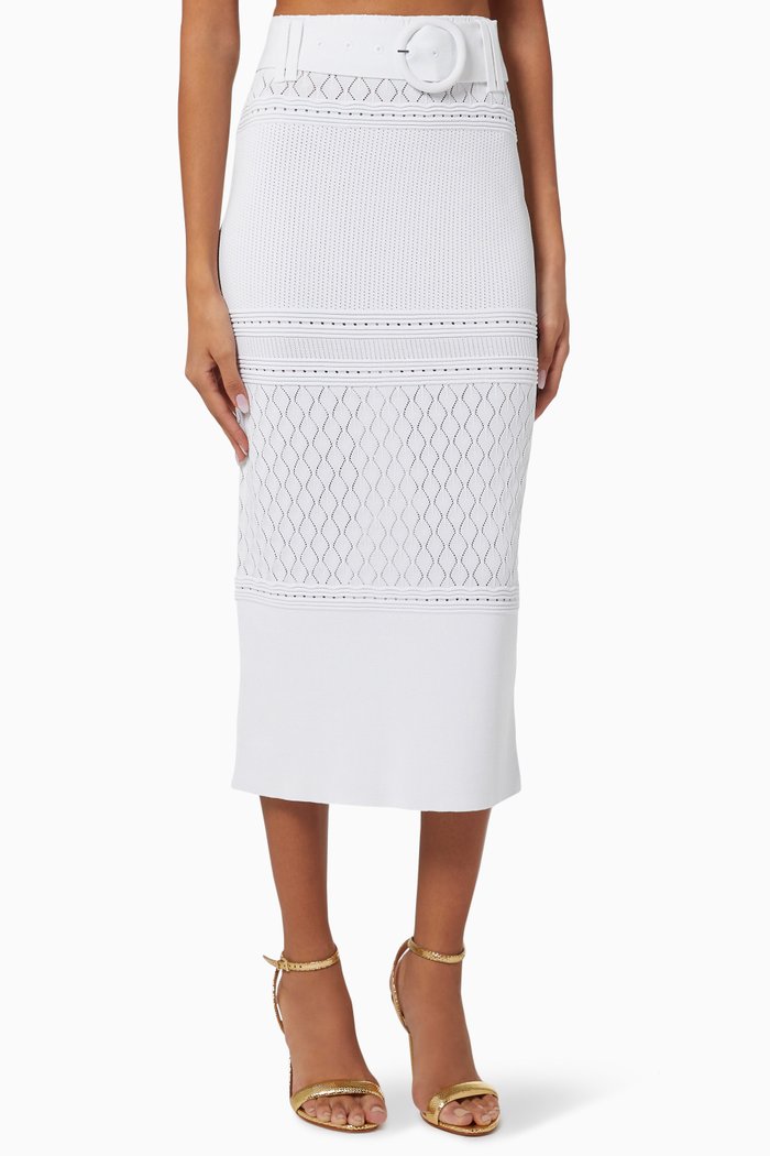 

Bulletin Midi Skirt in Viscose Knit, White