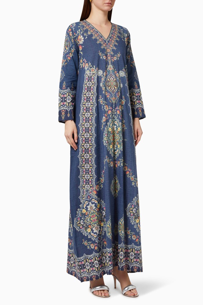 

Bahar Jalabiya in Silk, Blue
