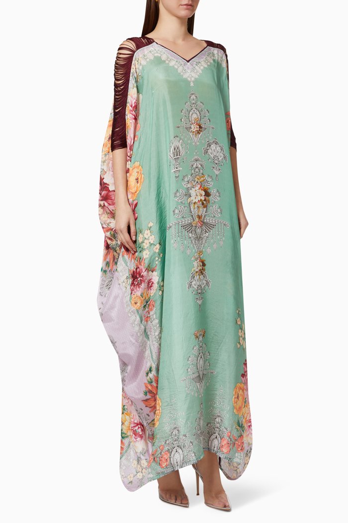 Alizeh Kaftan in Silk, Green
