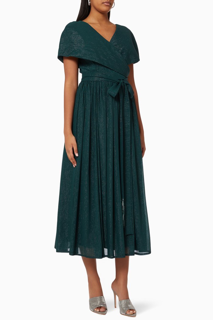 

Shimmer Cape Style Dress, Green