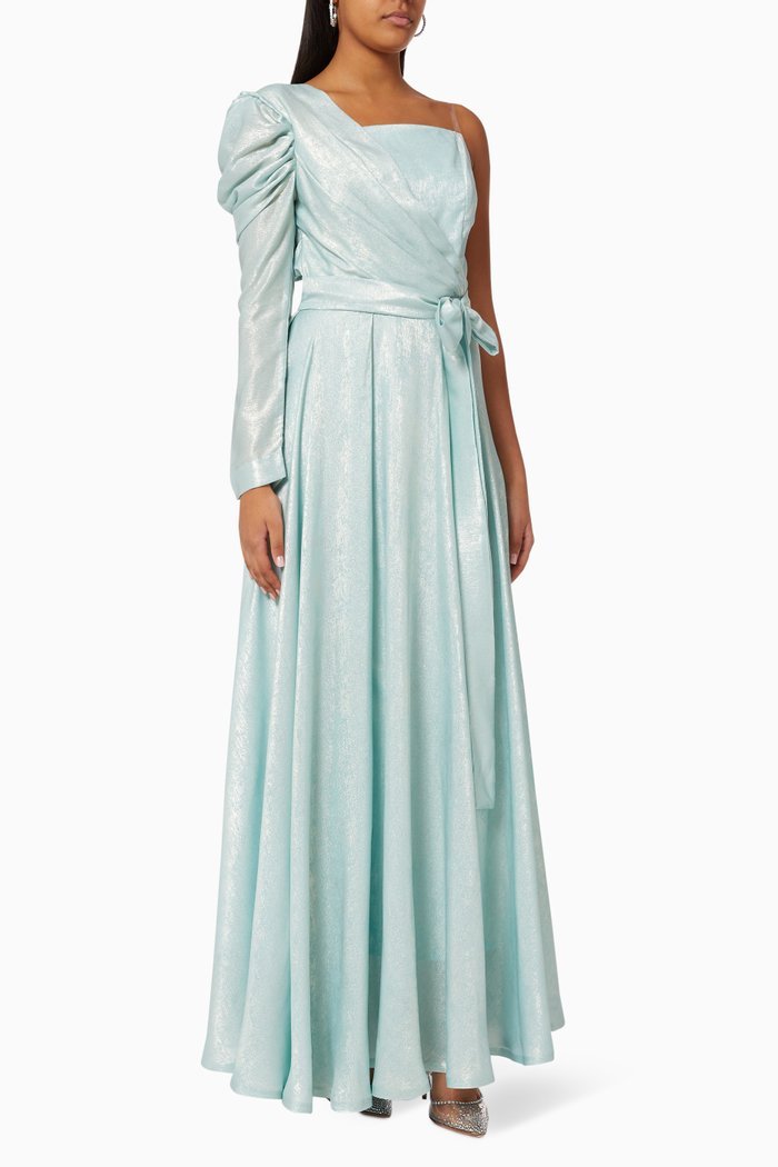 

Shimmery One Shoulder Dress, Green