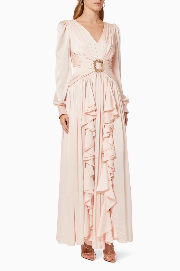 

Ruffle Gathered Dress, Pink