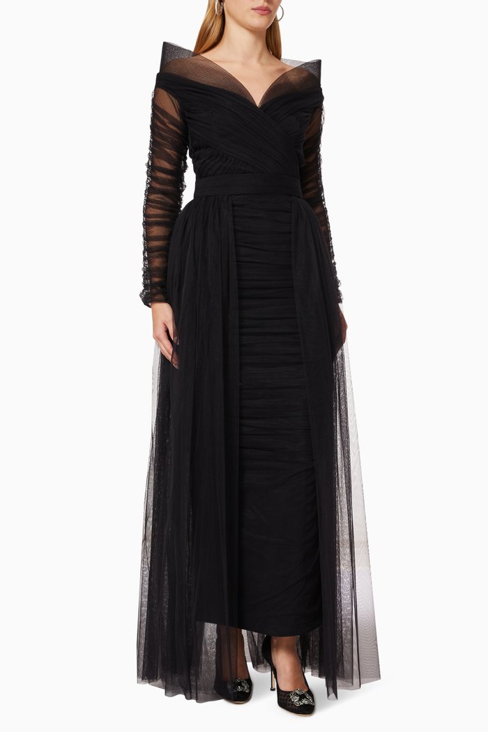 

Off Shoulder Ruched Dress, Black