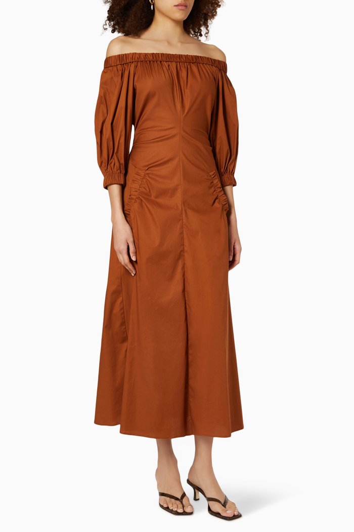 

Field Trip Dress in Cotton Poplin, Brown