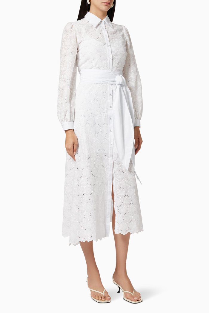 

Parasol Shirt Dress in Broderie Anglaise Cotton, Neutral