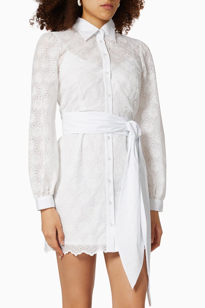 

Parasol Shirt Dress in Broderie Anglaise Cotton, Neutral