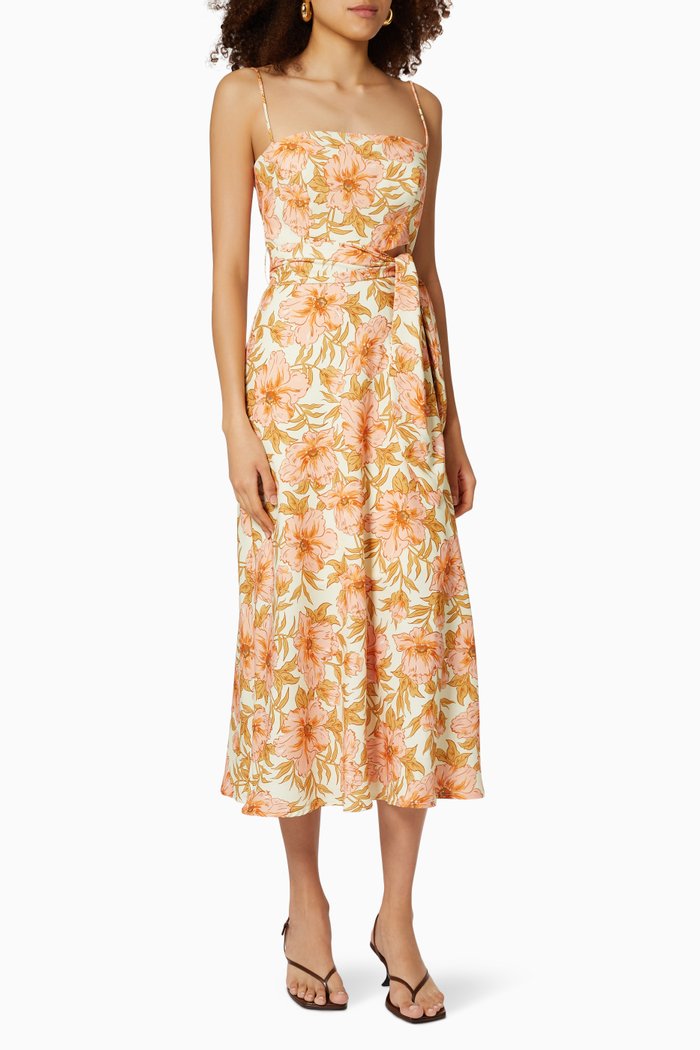 

Play Nice Midi Dress in Georgette, Orange