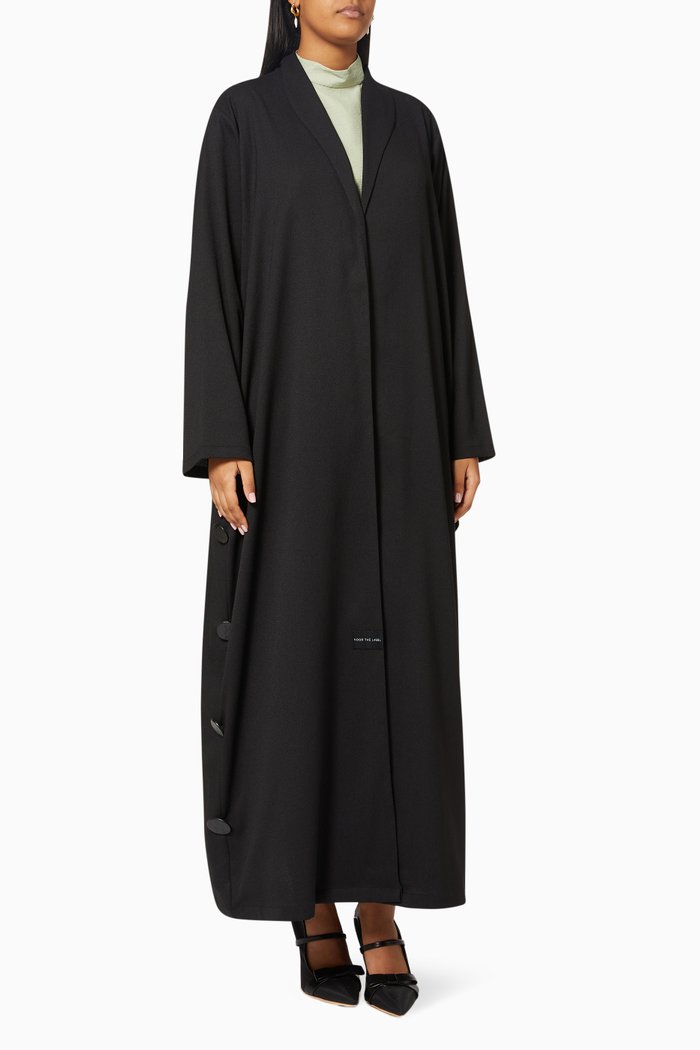 

Buttoned Abaya in Crepe, Black