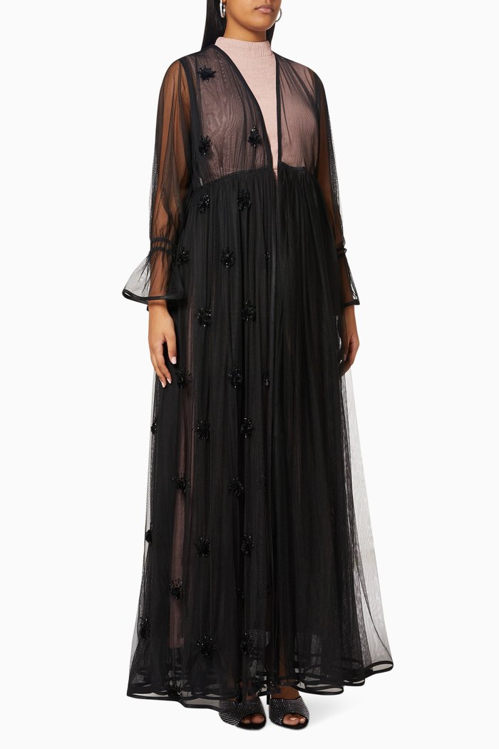 

Dot Abaya with Embellishments, Black