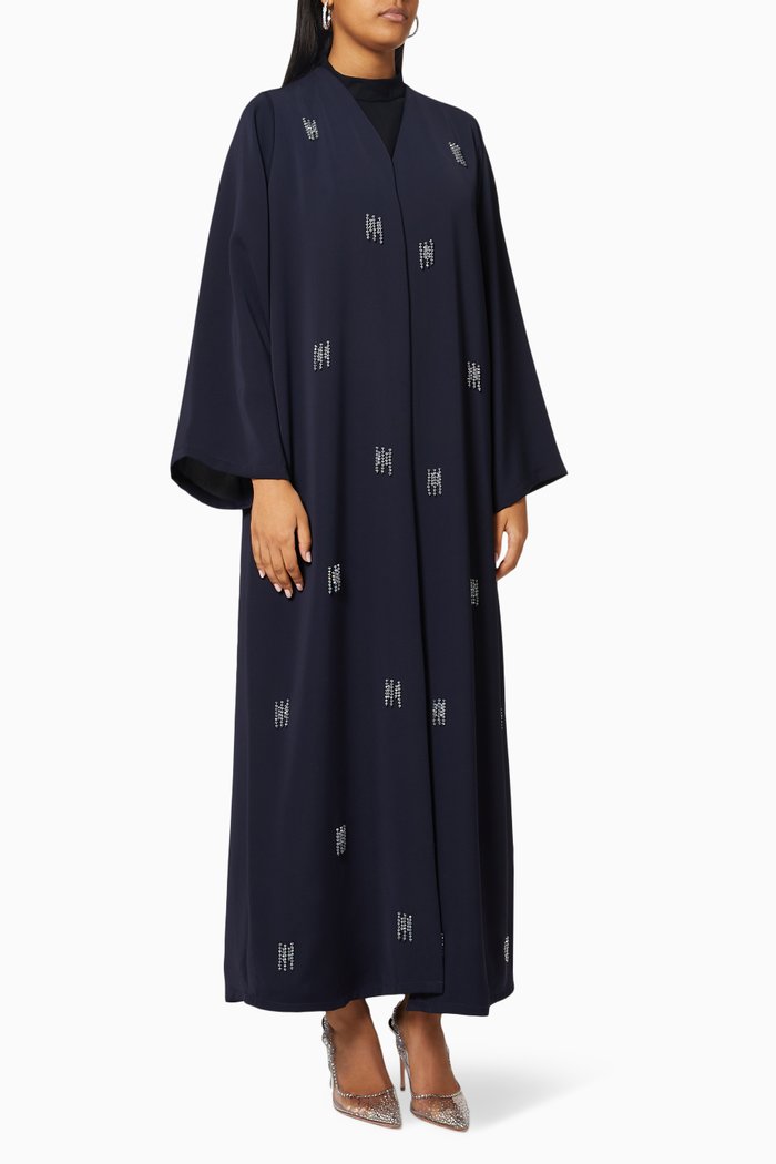 

Tassel Beads Abaya in Crepe, Blue