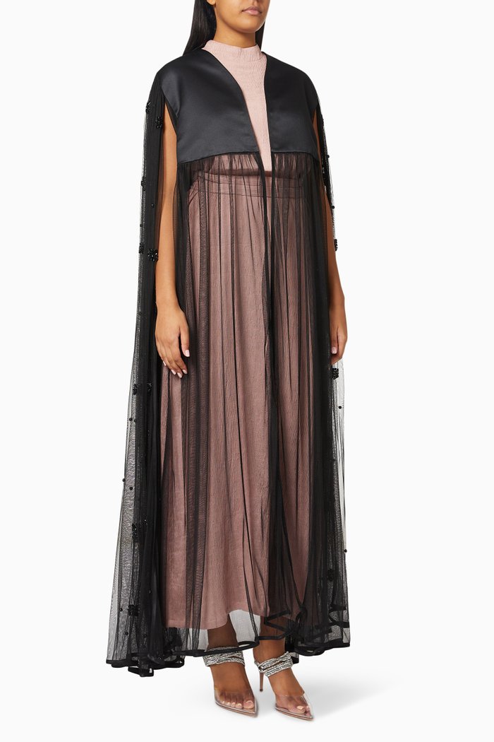 

Wedding Abaya in Taffeta and Tulle, Black