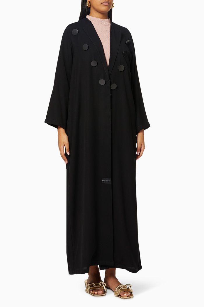 

Buttoned Abaya in Crepe, Black