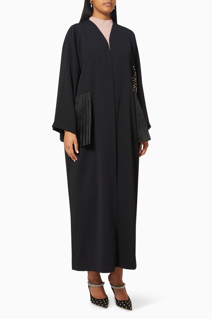 

Abaya with Organza Pleats in Crepe, Multicolour